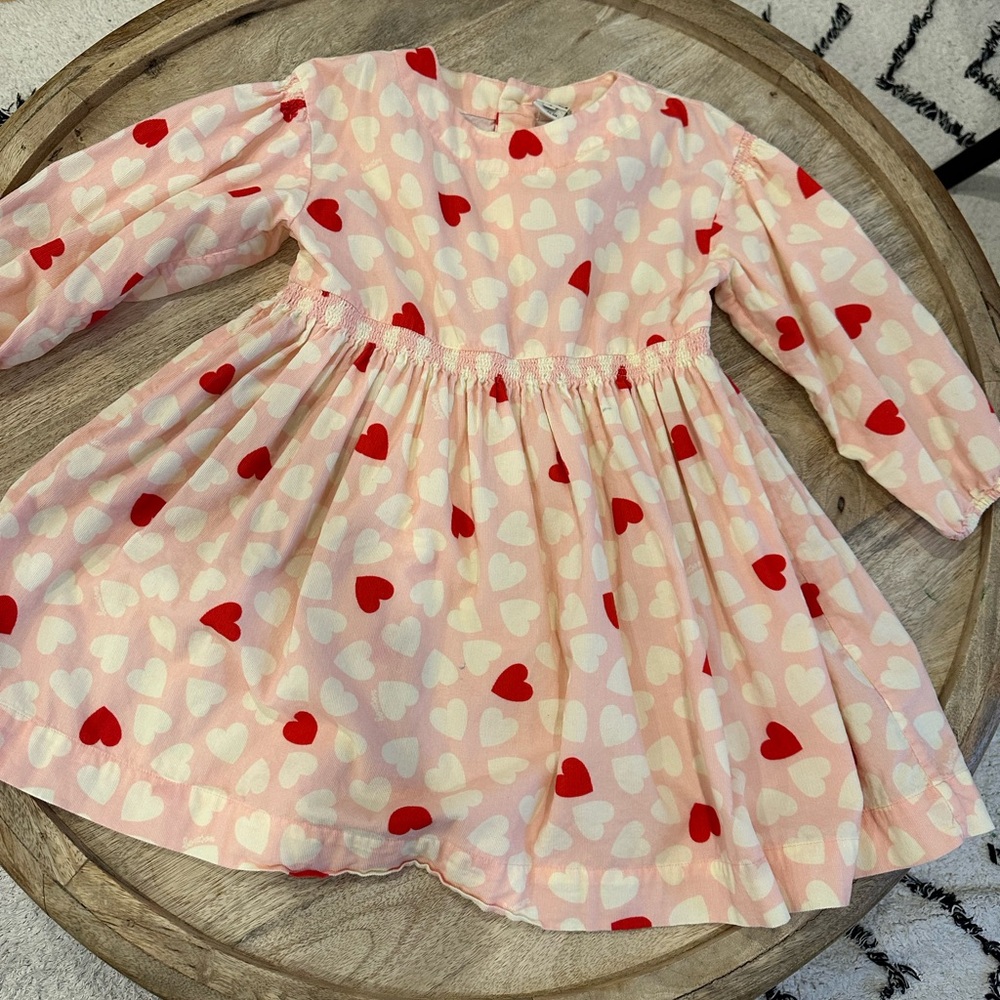 Bon ton Pink and Red Heart Kids Dress, Size 4